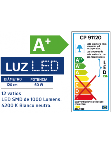 ORBEGOZO VENTILADOR CP-91120 TECHO / A+ / CON LUZ LED Orbegozo - 2