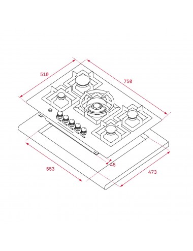 Teka Encimera Gas EFX7015GDR 5 Fuegos Inox 75cm Teka - 2