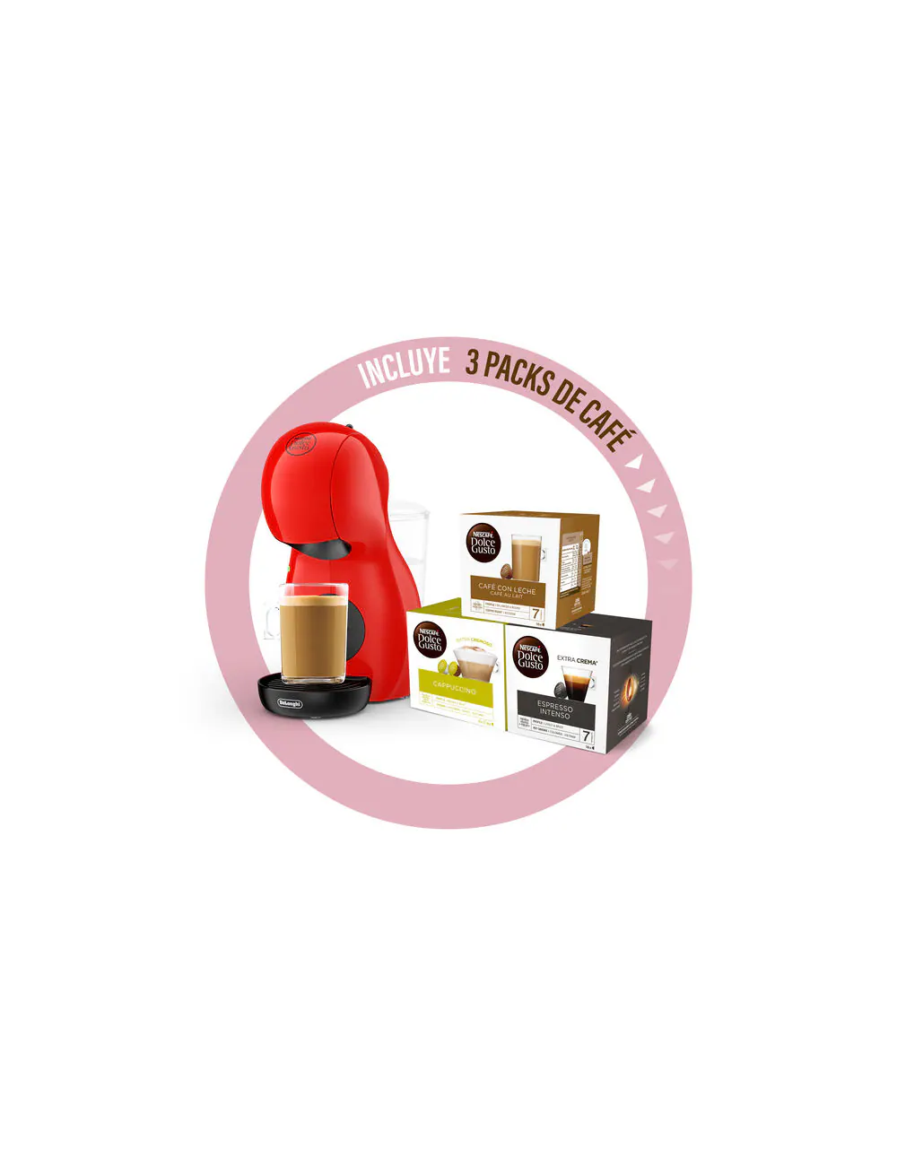 DELONGUI CAFETERA EDG-210R DOLCE GUSTO PICCOLO ROJA + 3 PAQUETES CAFE