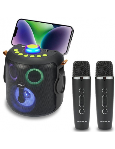 DAEWOO ALTAVOZ DW-3008 NEGRO BT 15w KARAOKE 2 Microfonos