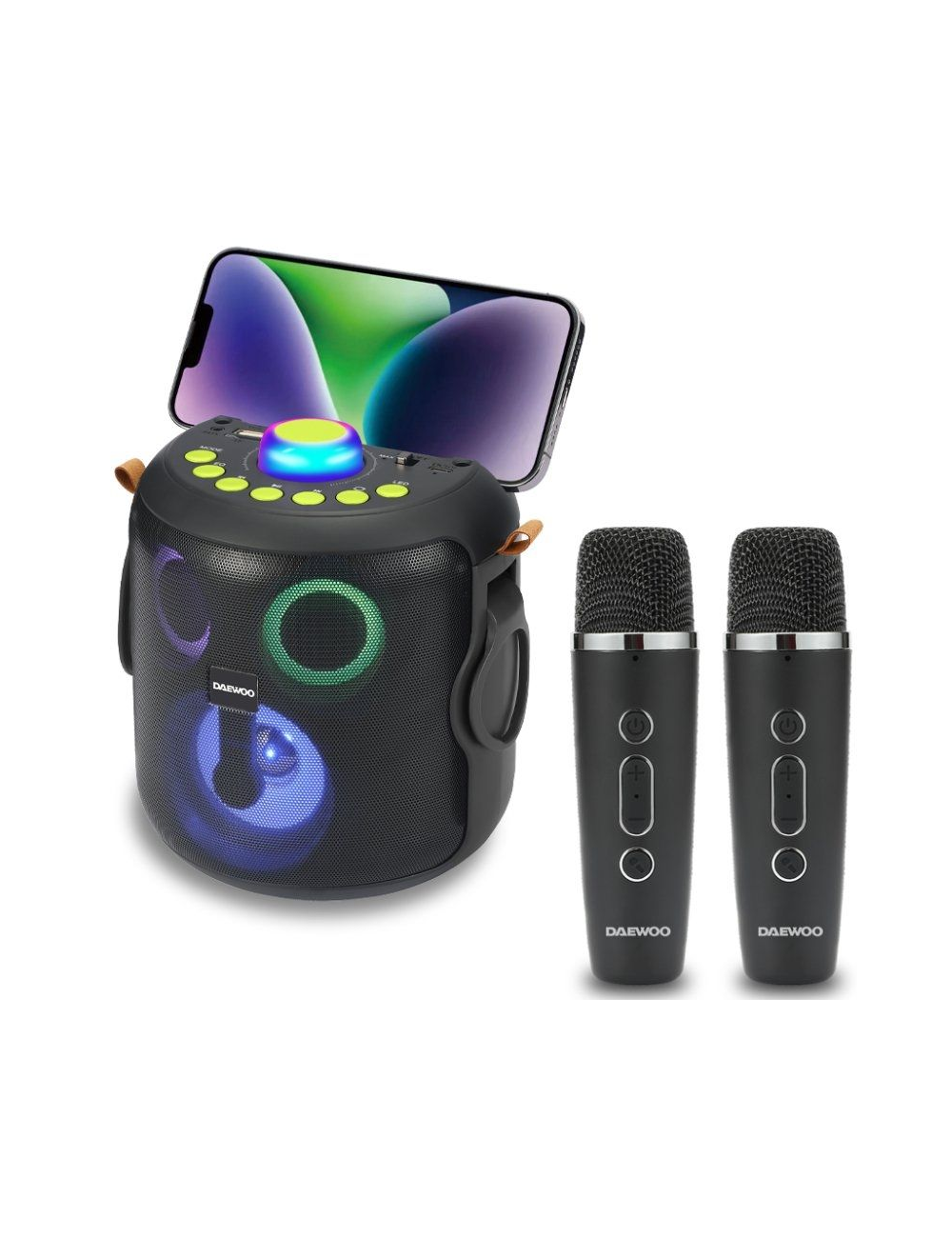 DAEWOO ALTAVOZ DW-3008 NEGRO BT 15w KARAOKE 2 Microfonos