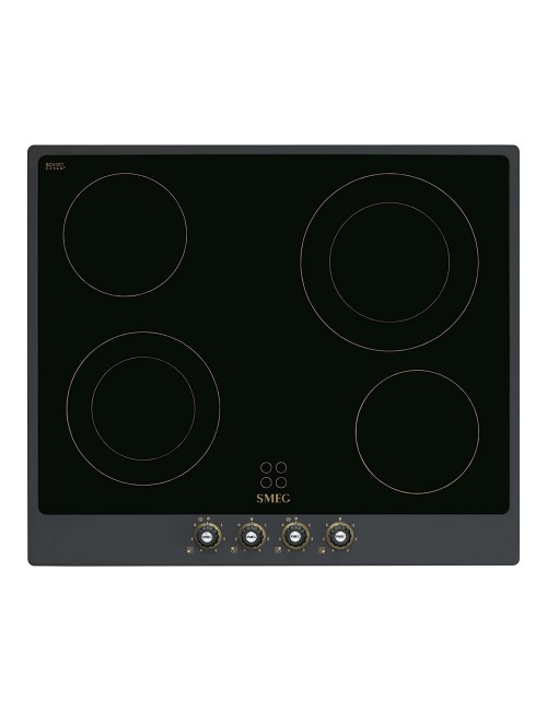 Smeg Encimera P864AO Cerámico Coloniale Antracita 60 cm 4 Zonas Mandos
