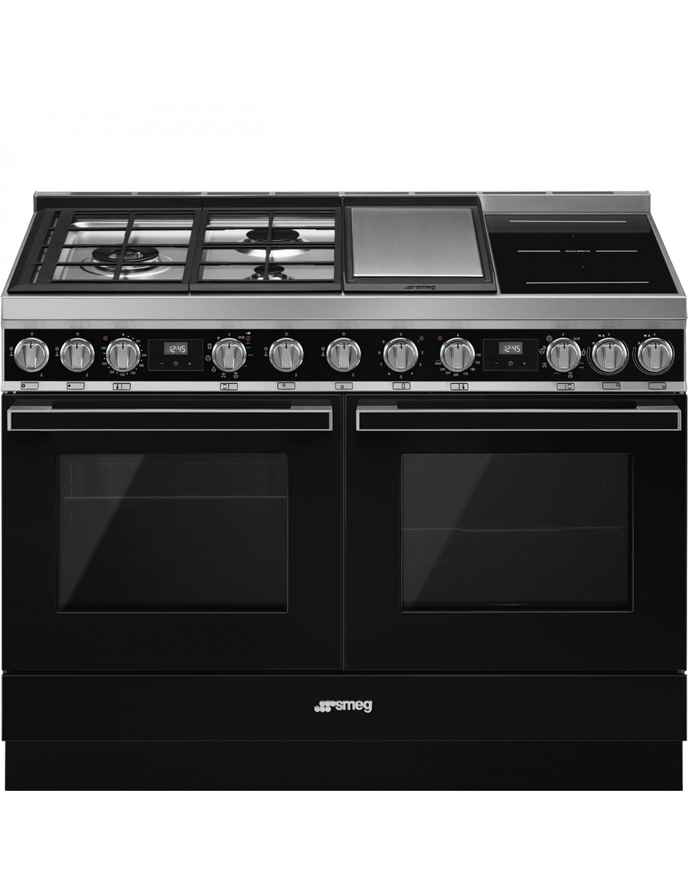 Smeg Cocina CPF120IGMPBL Mixta Portofino 120 cm 2 Hornos Vapor‑Pirolítico Negra A+/A