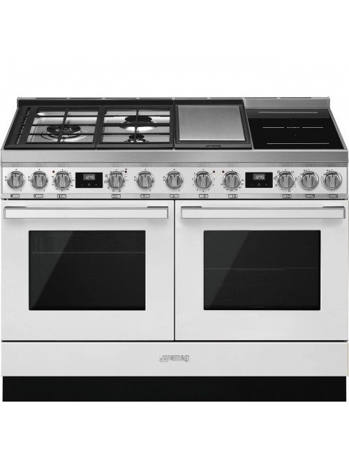 Smeg Cocina Mixta Portofino CPF120IGMPWH 120cm Blanco 6 Zonas Gas/Inducción 2 Hornos Pirolítico Clase A+