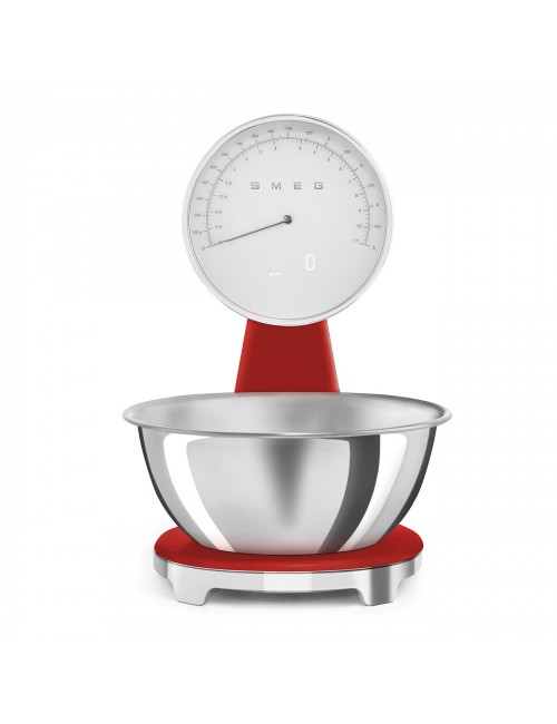 Smeg Balanza Cocina KSF01RDWW Analógica‑Digital 5 kg 50’s Style Roja