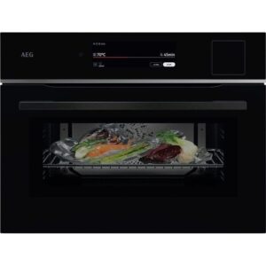 AEG Horno Compacto TP9SK821B Vapor ProAssist SteamPro Display CookSmart Touch+ 7,8″ WiFi Cristal Negro 45 L Clase A+