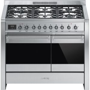 Smeg Cocina A2-81 Gas Natural 100x60 cm Acero Inoxidable 6 Fuegos 2 Hornos Eléctricos Clase A