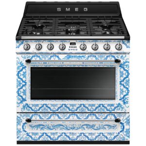 Smeg Cocina TR90DGME9 Gas 90x60cm Victoria Blu Mediterraneo Decorada Clase A