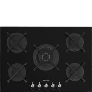 Smeg Encimera Gas PV375N 72cm Negra 5 Zonas Hierro Fundido