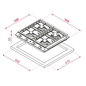Teka Placa EX 60.1 4G AI AL DR CI Inox 60cm 4 Quemadores Gas Natural