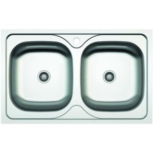 Cata Fregadero C-2 AG Inox 2 Cubetas 79x50 cm Sobre Encimera Mueble 80 cm