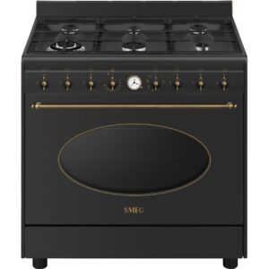 Smeg Cocina CO96GMA9 Gas 6 Fuegos Horno Eléctrico Multifunción 90cm Antracita Estética Coloniale