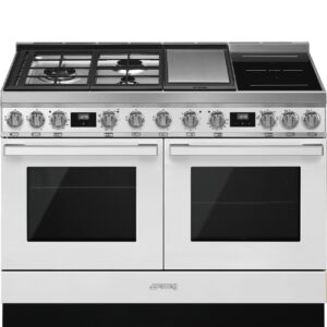 Smeg Cocina Mixta Portofino CPF120IGMPWH 120cm Blanco 6 Zonas Gas/Inducción 2 Hornos Pirolítico Clase A+