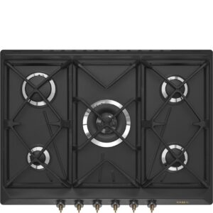 Smeg Encimera Gas SRV876AOGH 5 quemadores 86cm Vidrio Negro/Inox